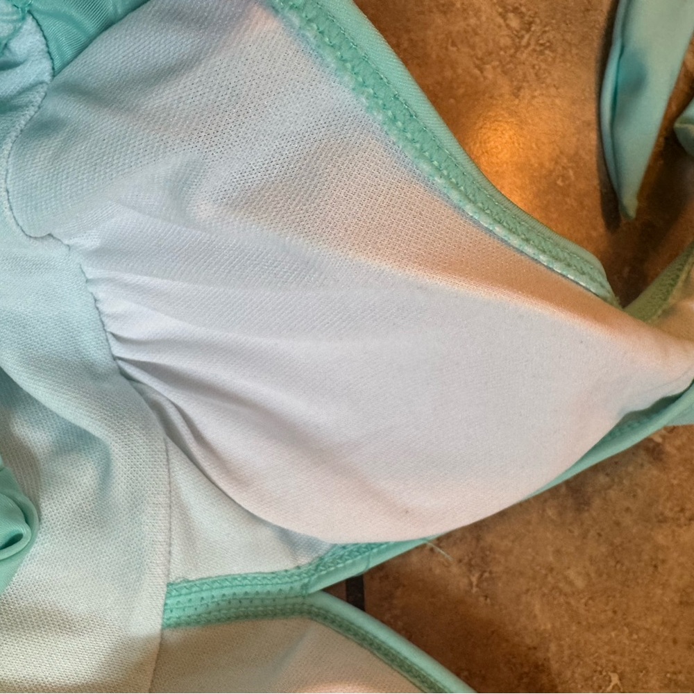 Aqua Ruffled Halter Swimsuit - Picture 3 of 4